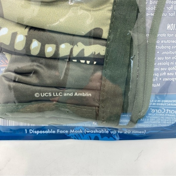 Jurassic World Kids Dinosaur Washable Cloth Face Mask Ages 2+ New In Package - Picture 3 of 10